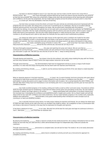 Image result for EYFS Development Report Example