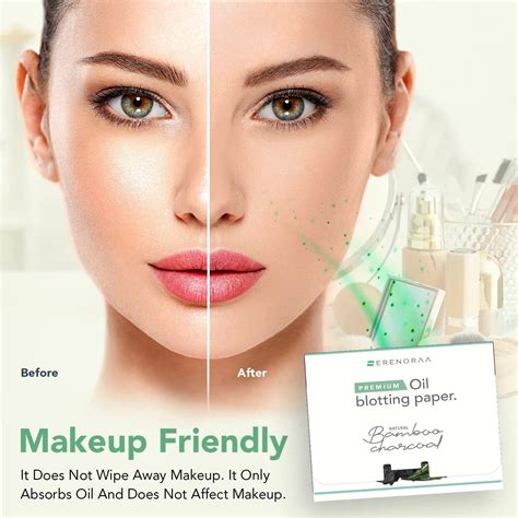 Serenoraa Oil Blotting Sheets - 100 Natural Bamboo Charcoal Wipes for Oily Skin, Reduce Acne ...