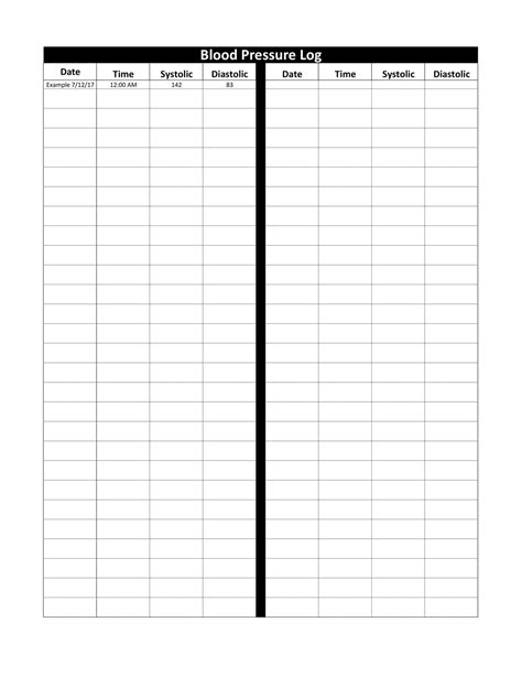 Free Printable Blood Pressure Log Templates [PDF, Excel] Sheet