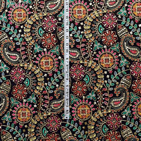 Black Sequin Embroidered Georgette Fabric by Yard Indian Embroidery We ...