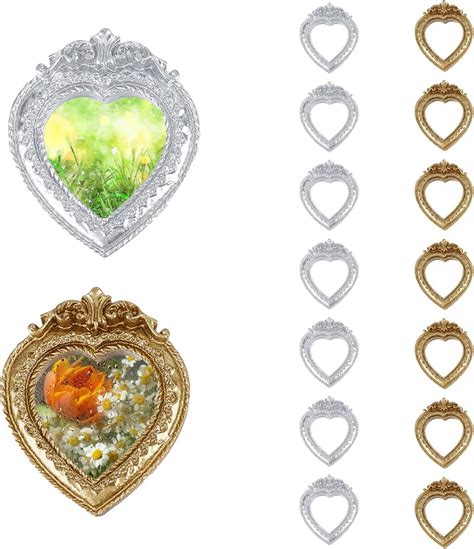 Amazon.com - AMIJOUX 16 Pieces Vintage Resin Picture Frame, Mini Heart ...