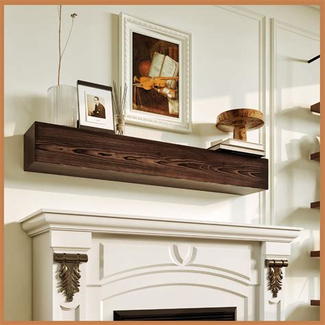 Amazon.com: Avana Floating Fireplace Mantel - Natural Wood Mantles for ...