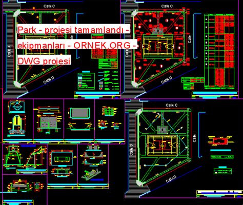 Park - projesi tamamlandı - ekipmanları dwg projesi - Autocad Projeler
