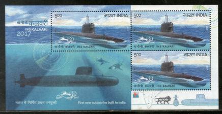 India 2017 INS Kalvari Submarine Arm Indian Navy Ship Phila 3362 Sheet ...