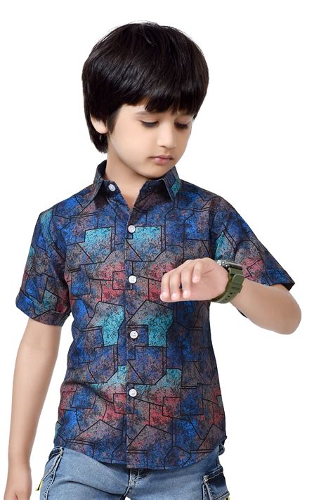 Buy Stylish Printed Pure Cotton Half Sleeve Shirt For Boys Online – Club96