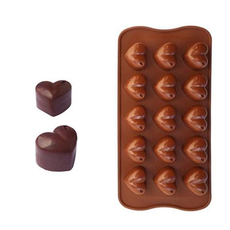 Bulfyss Silicone Chocolate Making Heart Shaped Moulds, 15 Cavities ...