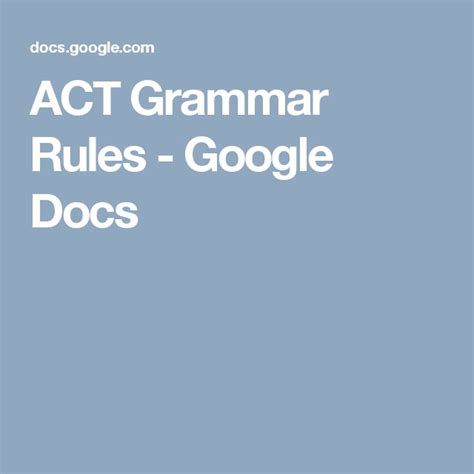 Image result for ACT Grammar Rules