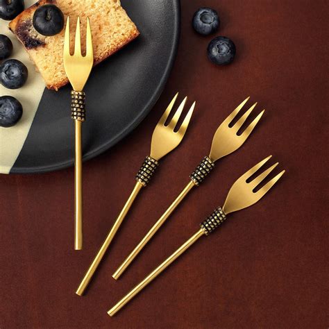 Masai Gold Dessert Fork (Set of 4) - Ellementry – ellementry