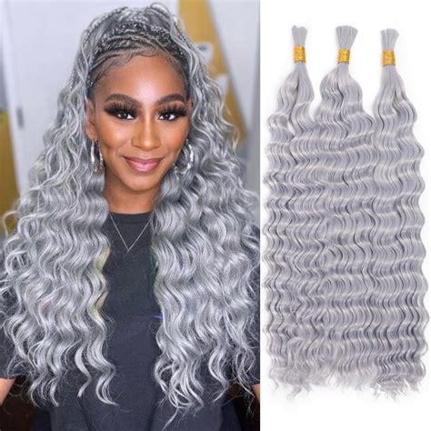 Amazon.com : Aikebi Curly Grey Braiding Human Hair 100g 20 Inch 99J ...
