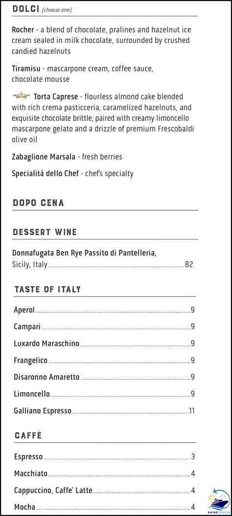 Princess Sabatini’s Menus for 2026 with Cost and Reviews