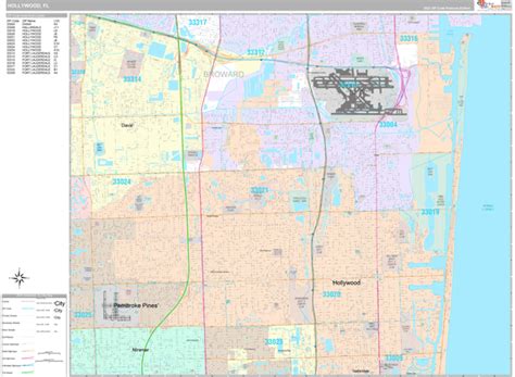 Hollywood Florida Zip Code Maps - Premium