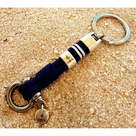LLAVERO CORSARIO NAVAL, llavero con cabo náutico azul navy y bandera ...