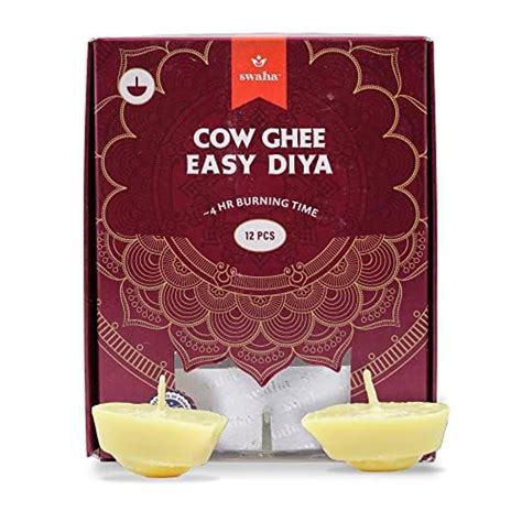 Buy Swaha Premium Cow Ghee Diya Wicks (12 Pieces), 4hr Burning Time ...