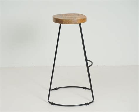 Buy Solid Wood Kitchen Stool Bar Stool in Natural Finish Online on ...