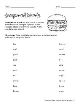Compound Words Worksheets by Tim's Printables | Teachers Pay Teachers