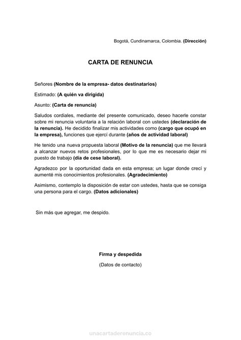ᐅ Carta de Renuncia Laboral ⇒ Ejemplos en Word/PDF ️