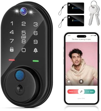 Jacchozhi Fingerprint Smart Lock with Camera, Keyless Entry Door Lock ...