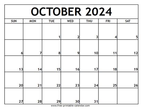 October Printable Calendar 2024 - Good calendar idea