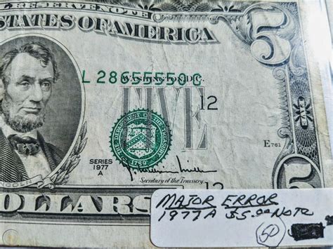 Misprinted 5 Dollar Bill