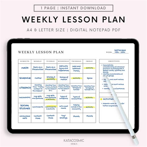 Image result for Weekly Lesson Plan