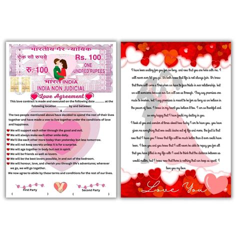 AanyaCentric A4 Size Love Letter & Love Contract Agreement Greeting ...