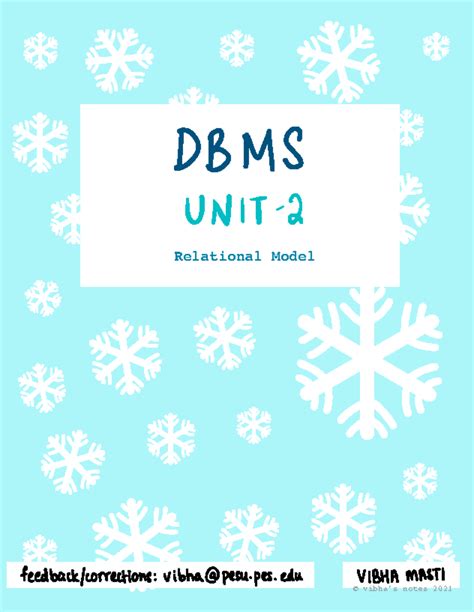 DBMS 2021 Unit 2: Relational Model Concepts and Corrections Notes - Studocu