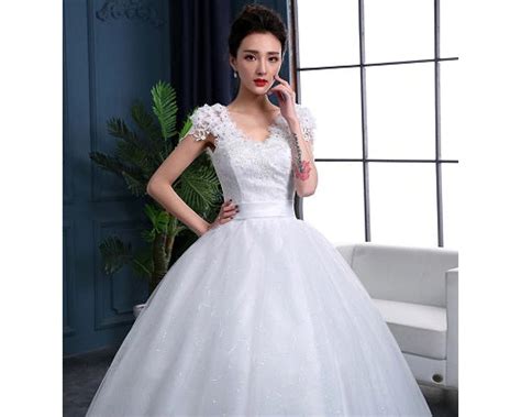W170 (2), White Cap Sleeves Floral Trail Ball Gown, Size (XS-30 to XL ...