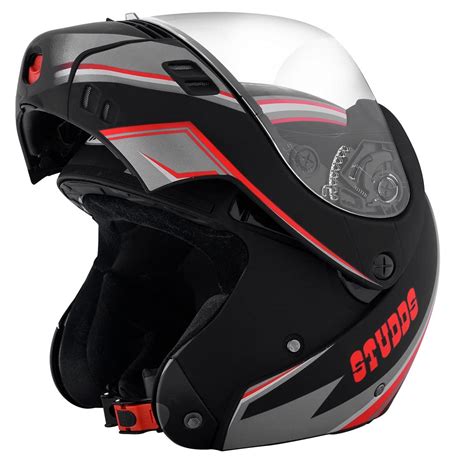 Studds Ninja 3G D4 Flip Up Full Face Helmet (Matt Black and Red, XL ...