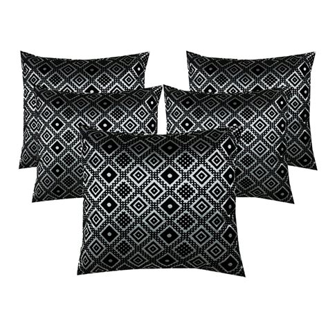 Buy Homefab India Set of 5 Velvet Black-Grey Cushion Covers (16X16 ...