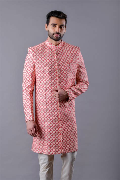 Buy Mirror Work Red Indo Western in Lucknowi Online | Shreeman