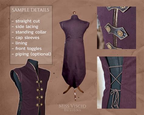Mens Tabard Vest with standing collar - digital pattern with sewing ...