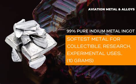 Aviation Metal & Alloys Indium Metal Ingot 99% Pure – 10 Grams | Ultra ...