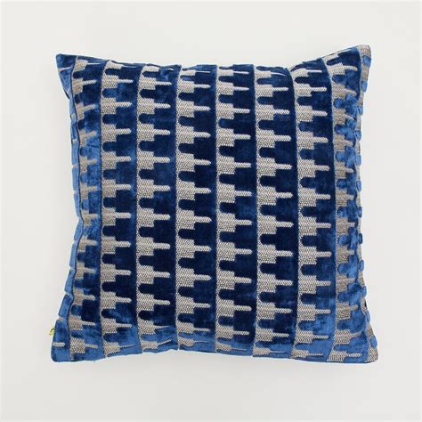 Buy Lush - Blue Jacquard Velvet Cushion Cover - 40x40cm from Home ...