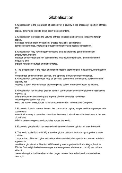 Image result for Globalisation Class 12 Handwritten Notes