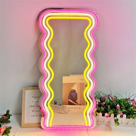THE PARTY PLANET Mirror Neon Signs for Wall Decor, 21"x 10.6" Wall ...