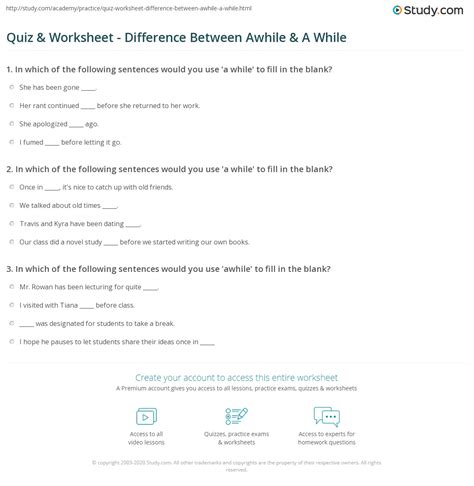 Awhile Versus A While