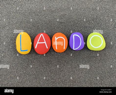 Lando, masculine italian given name composed with colored stones over ...