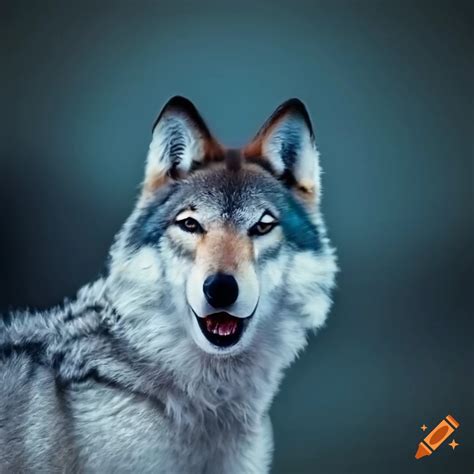 Down syndrome wolf howling, moon in background