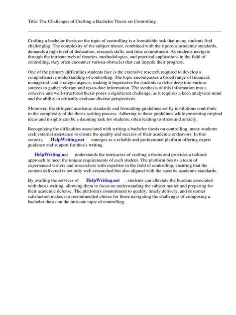 Image result for Thesis Example Two Control