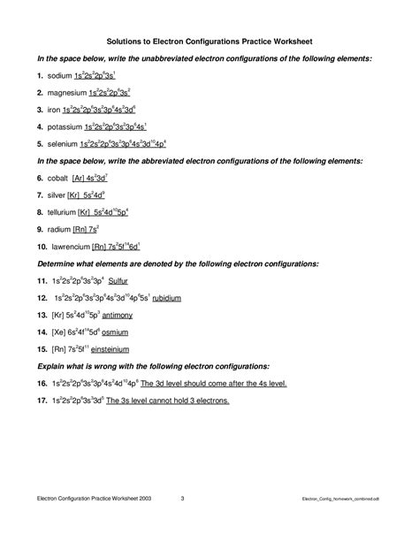 Image result for Electron Configuration Worksheet Answer Key