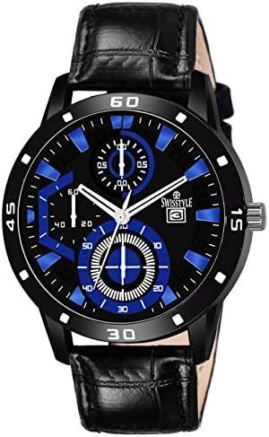 SWISSTYLE Leather Blue Dial Men's Analog Watch-Ss-Gr194-Blu-Blu, Band ...