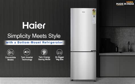 Haier 237 L 3 Star Frost Free Inverter Double Door Bottom Mount ...