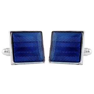 Buy TRIPIN Cufflinks for Men Silver Blue Rectangle Shape for Office ...
