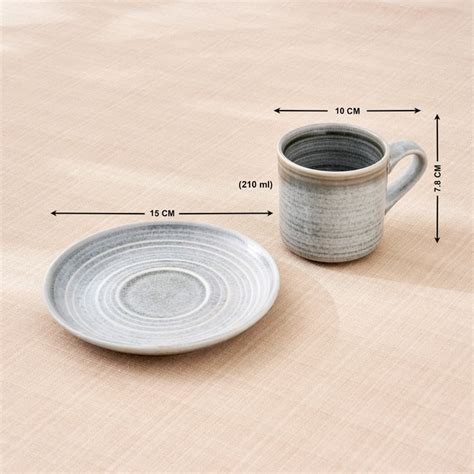 Buy Natura Grizzle Stoneware Cup and Saucer - 220ml from Home Centre at ...