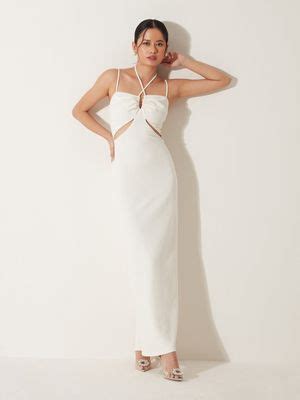 Buy RSVP by Nykaa Fashion Off White Solid Strappy Dress Online