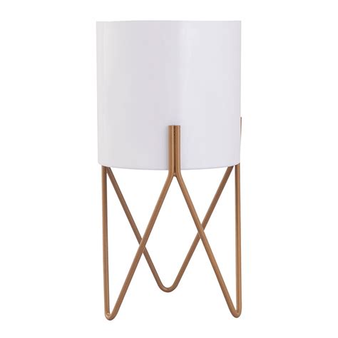 White Metal Table Planter with Stand | Indoor Plants & Flowers – Metalsmith
