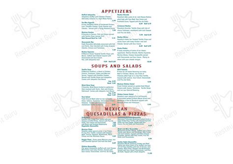 Zuma Tex Mex Menu