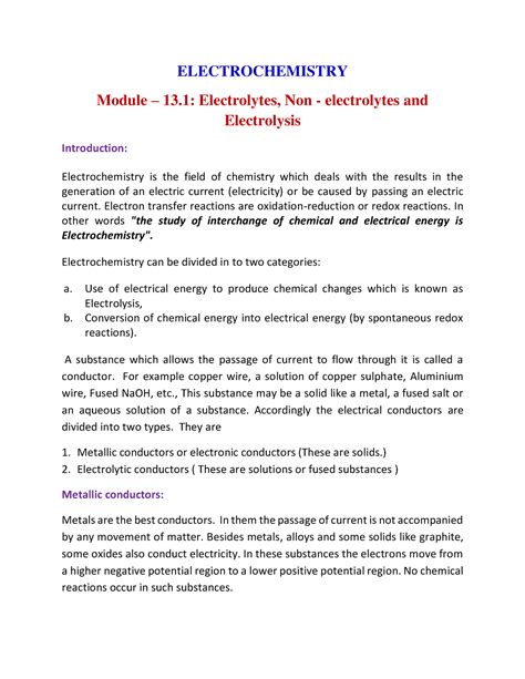Electro Chemistry All in one - ELECTROCHEMISTRY Module – 13 ...