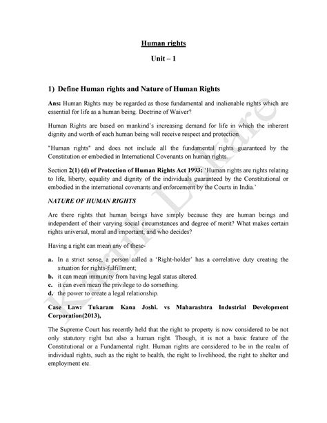 Human rights Full Notes (kartik lokare) - Human rights Unit – 1 1 ...