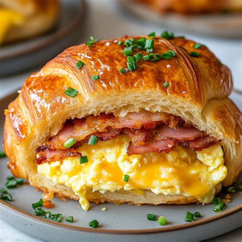 Croissant Breakfast Sandwiches - The recipe mingle